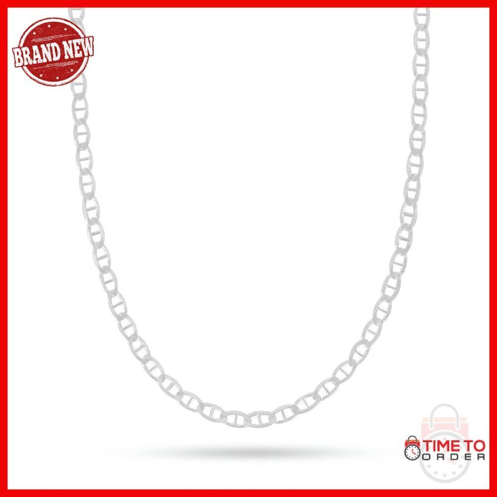 Sterling Silver Mariner Chain Necklace 22in Lobster Clasp